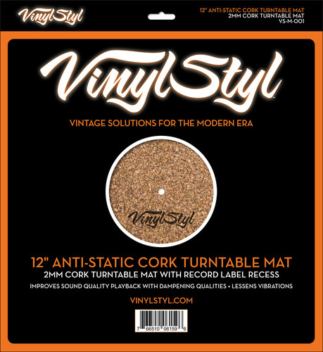VINYL STYL 12 INCH CORK TURNTABLE MAT ANTI STATIC