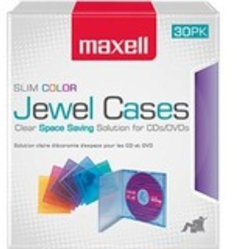 MAXELL 190153 JEWEL CASES 30PK COLOR SLIM|alliance entertainment