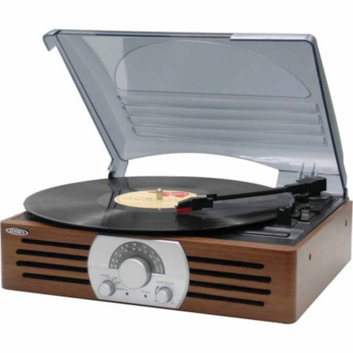 JENSEN JTA222 TURNTABLE 3 SPD TURNTABLE AM/ FM WOOD