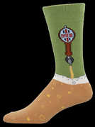 Beer Taps Crew Socks Men's 10-13 Green 1 Pair 