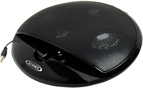 Jensen SMPS-125 Portable Stereo Speaker - Phone/Tablet Stand - Aux Input (Black)