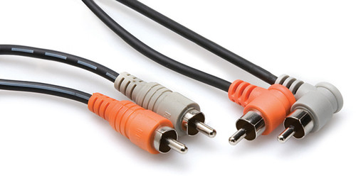 Hosa CRA-202R Stereo Intercon Dual Rca-Dual R-Angle Rca 6.6 ft