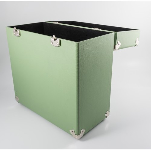 GPO Retro SWB18GRE 12" Vinyl Record Case 35 Count Capacity with Removable Lid - Green