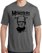 Famous Monsters Sanjulian Vintage Frankenstein Grey Unisex Adult T-Shirt (Small)