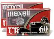 Maxell 109024 UR-60 2PK Normal Bias Audio Cassettes 60 Minutes With Cases 2 Pack 