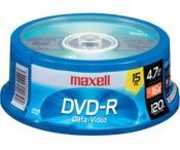 Maxell 638006 DVD-R 15PK SPN Recordable Discs 4.7GB 16x 120 Min Spindle 15 Pk
