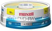 Maxell 635117 DVD-RW DVD Rewritable DVD Discs 4.7GB 2X 120 Min Spindle 15 Pack