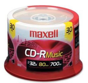 Maxell 625335 CDR-80 MUSIC GOLD CD Recordable Discs 32X 700MB 80 Min 30 Pack