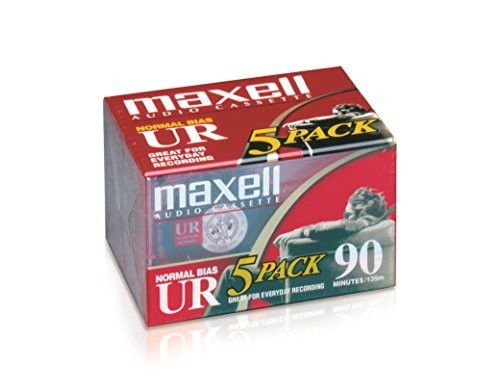 Maxell 108562 UR-90 5PK Normal Bias Audio Cassettes 90 Minute With Cases 5 Pack
