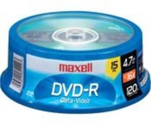 Maxell 638006 DVD-R 15PK SPN Recordable Discs 4.7GB 16x 120 Min Spindle 15 Pk