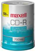 Maxell 648200 CD-R 700 100PC Recordable Discs 48X 700MB 80 Min Spindle 100 Pk