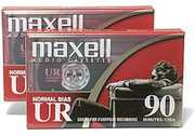 Maxell 108527 UR-90 2PK Normal Bias Audio Cassettes 90 Minute With Cases 2 Pack
