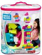 MEGA BLOKS Big Building Bag Pink, 80 Piece Toddler Buiding Toy Set