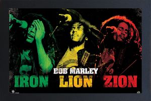 Bob Marley - Iron Lion Zion - 11x17 Framed Gel Coat Print 