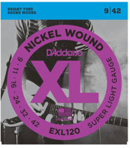 D'Addario EXL120 Nickel Wound Electric Guitar Strings Super Light 9-42 