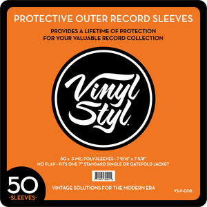 Vinyl Styl® VS-P-008 7 Inch Outer Record Sleeves - Open Top - 50 Count (Clear)