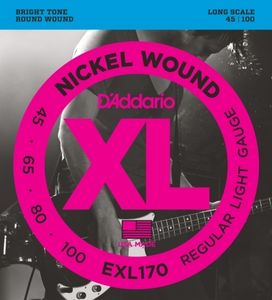 D'Addario EXL170 Nickel Wound Bass Guitar Strings Light 45-100 Long Scale 