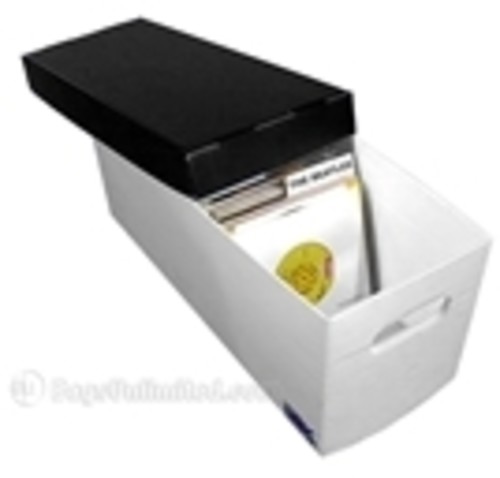 Bags Unlimited Plastic Corrugated Record Boxes Hol - Bags Unlimited X45225CP - 7 Inch 45 RPM Record Storage Box - Holds up to 225 Records (White/Black)